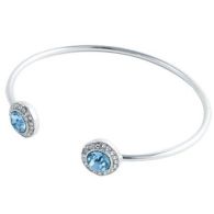 Lux Aqua CZ Silver Plated Bangle