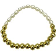 Mimi Pearl Stretch Gold Plated Bracelet