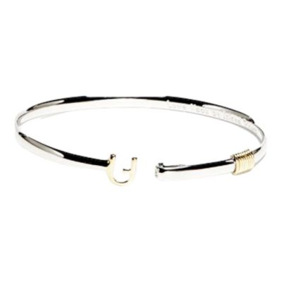 Love Hook Bracelet with Gold Plated Accents (4MM Two-tone Bangle)