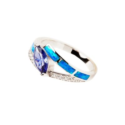 Aquatic Opal Pear Ring 