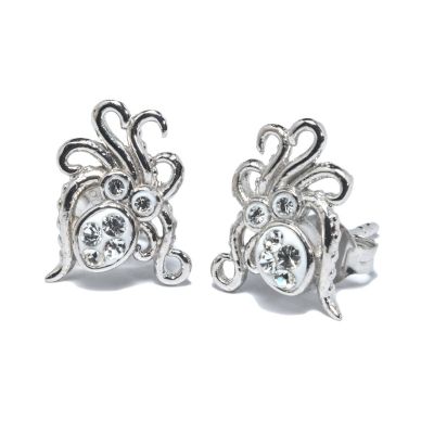 White Octopus Earrings